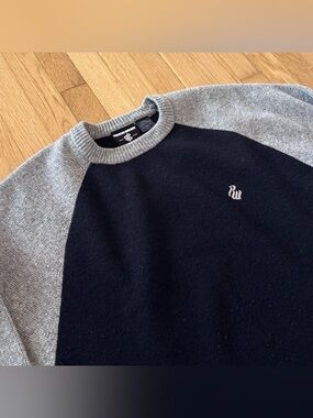 Vintage RocaWear Wool Sweater 100% Lambswool 3XL Black/Grey Crewneck